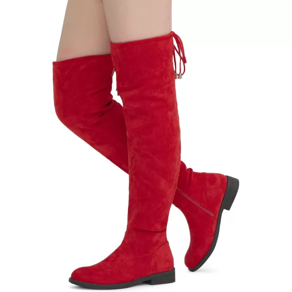 Vepose Womens 998 Suede Over the Knee High Boots Low Flat Heel Thigh High Boots for WomenKnee High998red