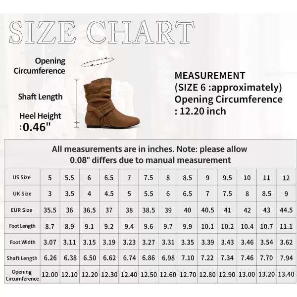 Vepose Womens Mid Calf Boots Fashion Slouch Flat Ankle Booties with ComfortZipper939abrown