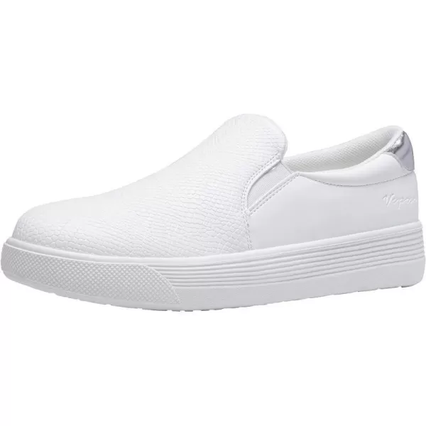 Vepose 8008 Slip on Sneakers Women Fashion Sneakers Comfortable Casual Loafers Shoes with Memory FoamSlip on Sneaker8008whiteSilver Embossed