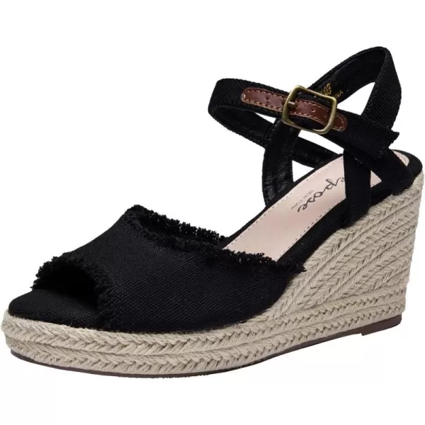 Vepose Womens 80 Espadrilles Wedge Sandals  Peep Toe High Heel Platform SandalsAnkle BuckleHigh Wedge880black