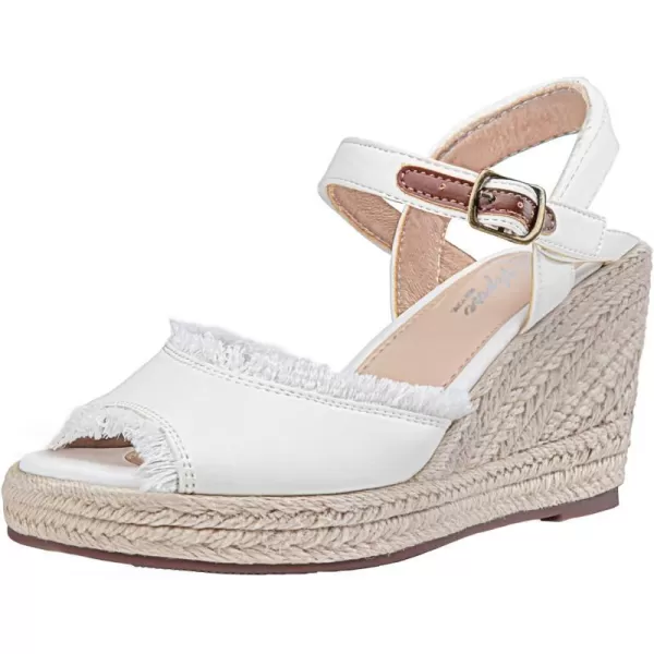 Vepose Womens 80 Espadrilles Wedge Sandals  Peep Toe High Heel Platform SandalsAnkle BucklePeep Toe880white Pu