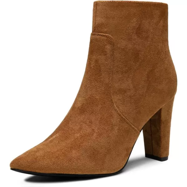 Vepose Womens 9633 Ankle Boots Fashion Stiletto High Heel Booties Dress Point Toe BootDress Boots9633camel Suede