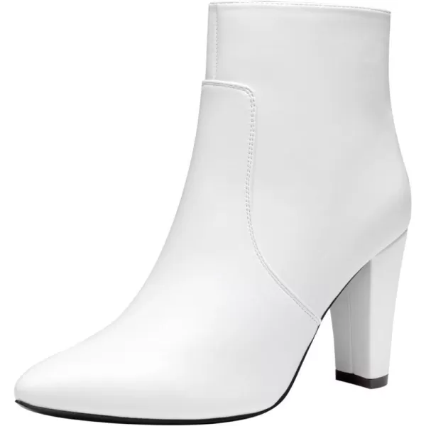 Vepose Womens 9633 Ankle Boots Fashion Stiletto High Heel Booties Dress Point Toe BootDress Boots9633white Pu