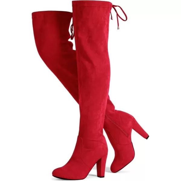 Vepose Womens 994 Fashion Suede High Chunky Heel Over The Knee High Boots with ZipperKnee High994red