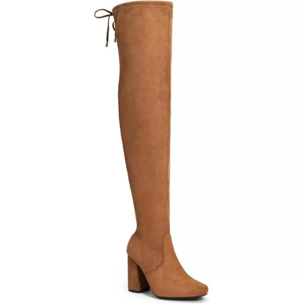 Vepose Womens 995 Over The Knee High Stylish Long 354Inch Square Toe Block Heel BootsSquare Toe 995camel