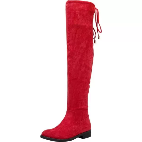 Vepose Womens 998 Suede Over the Knee High Boots Low Flat Heel Thigh High Boots for WomenKnee High998red