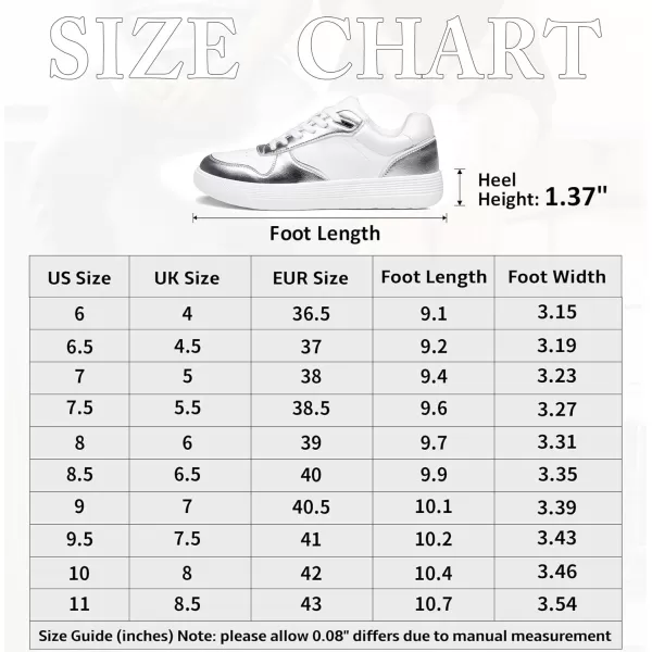 Vepose Womens 8001 Fashion Sneakers Arch Support Laceup Casual Sneaker Tennis Walking Dress Shoes for LadyLaces Sneaker8001white Silver