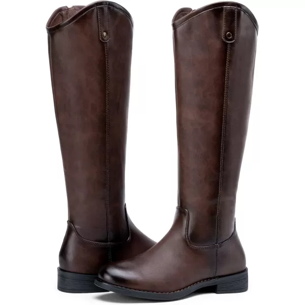 Vepose Womens Knee High Boots 956 Zipper Tall Fashion BootsTall956coffee