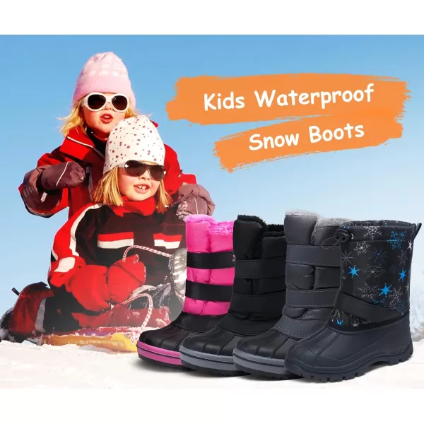 Vepose Boys Girls Mid Calf Boots Classic Waterproof Snow Boots Outdoor Shoes NonSlipToddler Little Kid Big KidChild820black