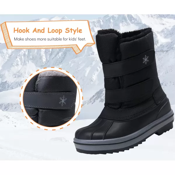 Vepose Boys Girls Mid Calf Boots Classic Waterproof Snow Boots Outdoor Shoes NonSlipToddler Little Kid Big KidChild821black