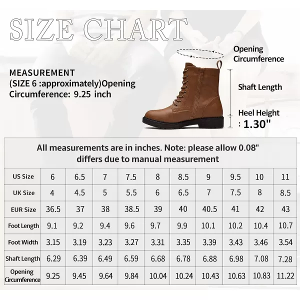 Vepose Womens 25 Combat Ankle Boots Lace up Inner Zipper Mid Calf Booties for LadyZipper Combat925brown