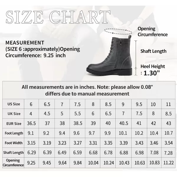 Vepose Womens 25 Combat Ankle Boots Lace up Inner Zipper Mid Calf Booties for LadyZipper Combat925grey