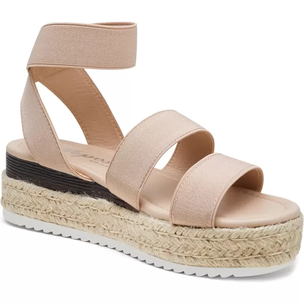 Vepose Womens 876 Double Elastic Strap Cute Sandal Open Toe Espadrilles Platform Wedge SandalsCute Espadrilles876blush