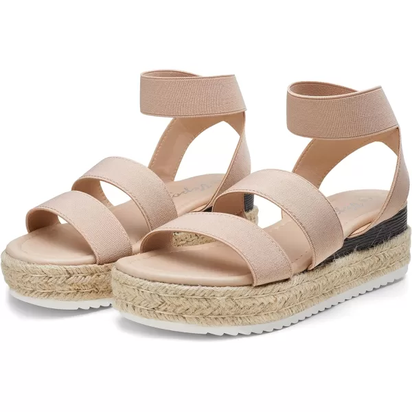 Vepose Womens 876 Double Elastic Strap Cute Sandal Open Toe Espadrilles Platform Wedge SandalsCute Espadrilles876blush