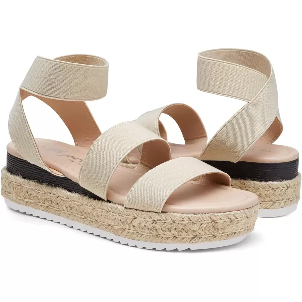 Vepose Womens 876 Double Elastic Strap Cute Sandal Open Toe Espadrilles Platform Wedge SandalsCute Espadrilles876nude