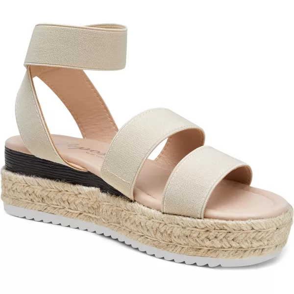 Vepose Womens 876 Double Elastic Strap Cute Sandal Open Toe Espadrilles Platform Wedge SandalsCute Espadrilles876nude