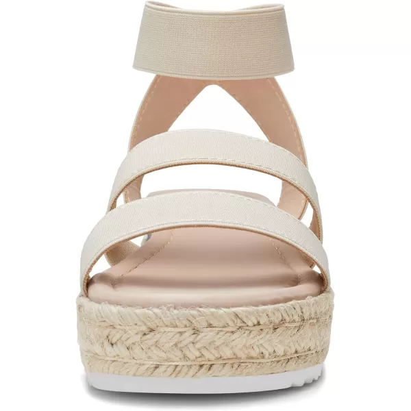 Vepose Womens 876 Double Elastic Strap Cute Sandal Open Toe Espadrilles Platform Wedge SandalsCute Espadrilles876nude