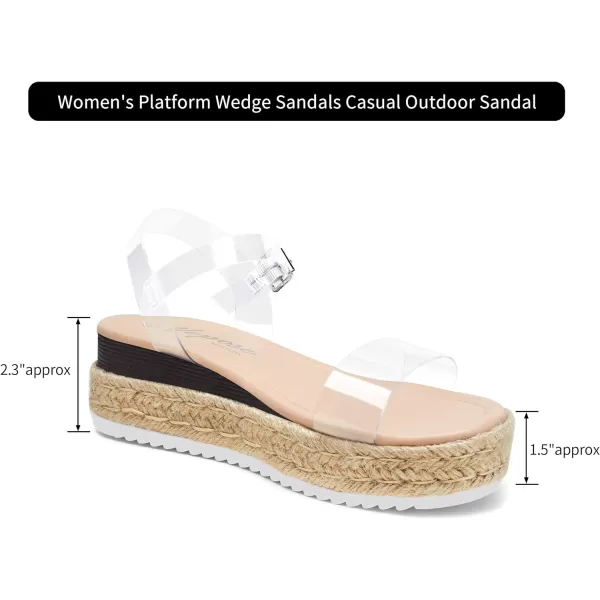 Vepose Womens 876 Double Elastic Strap Cute Sandal Open Toe Espadrilles Platform Wedge SandalsFashion Sandals877clear