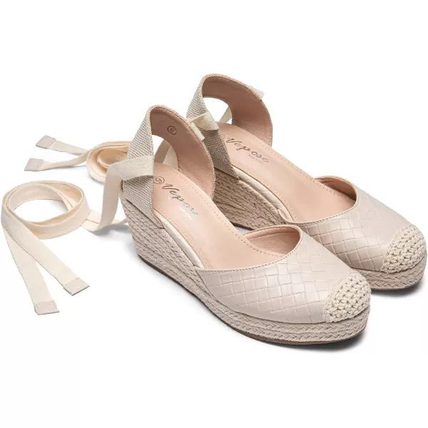 Vepose Womens 882 Rome Open Toe Espadrilles Platform Wedge SandalsClosed Toe886nude