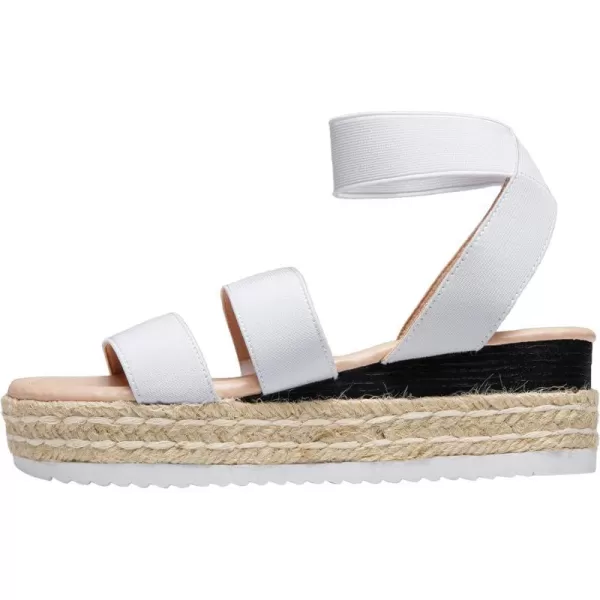 Vepose Womens 876 Double Elastic Strap Cute Sandal Open Toe Espadrilles Platform Wedge SandalsCute Espadrilles876white