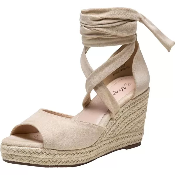 Vepose Womens 882 Rome Open Toe Espadrilles Platform Wedge SandalsPeep Toe882nude