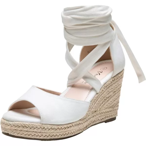 Vepose Womens 882 Rome Open Toe Espadrilles Platform Wedge SandalsPeep Toe882white