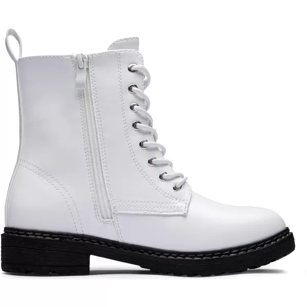 Vepose Womens 962223 Fashion Classic Lace Up Combat Boots Ankle BootiesFashion Boots9622white Pu