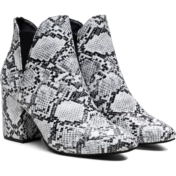 Vepose Womens 9630nbspSlip On Chelsea Chunky Stacked BlocknbspHeel Ankle Boots Heel Booties With ZipperLow Heel9630snake