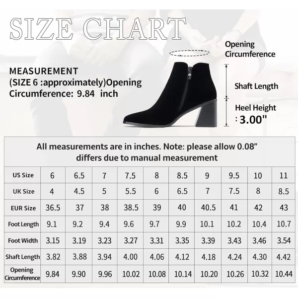 Vepose Womens 9631 Chunky Heel Ankle Boots Pointed Toe Block Heeled Chelsea Bootieswith Side ZipperChunky Chelsea9631black Nubuck