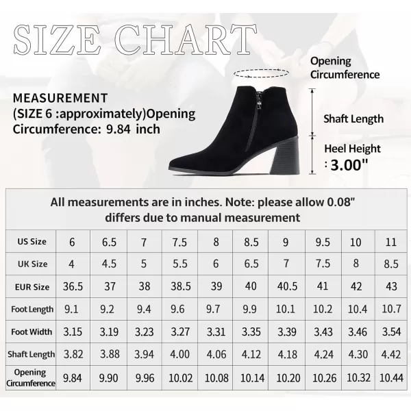 Vepose Womens 9631 Chunky Heel Ankle Boots Pointed Toe Block Heeled Chelsea Bootieswith Side ZipperChunky Chelsea9631black Suede