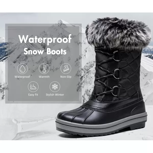 Vepose Womens 974A Snow Boots Fashion Waterproof Comfortable Mid Calf BootsClassic974ablack