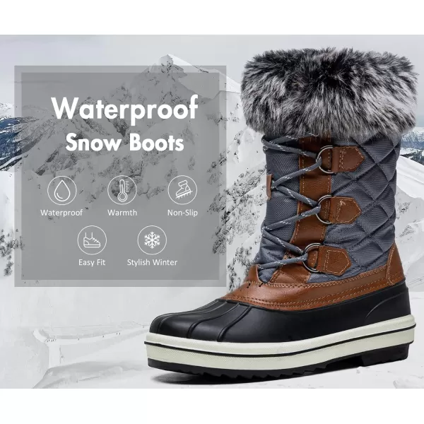 Vepose Womens 974A Snow Boots Fashion Waterproof Comfortable Mid Calf BootsClassic974agrey