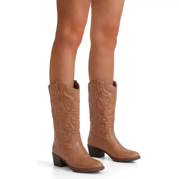 Vepose Womens 9801 Cowboy Knee High Cowgirl Boots for WomenVintage Cowboy9801brown