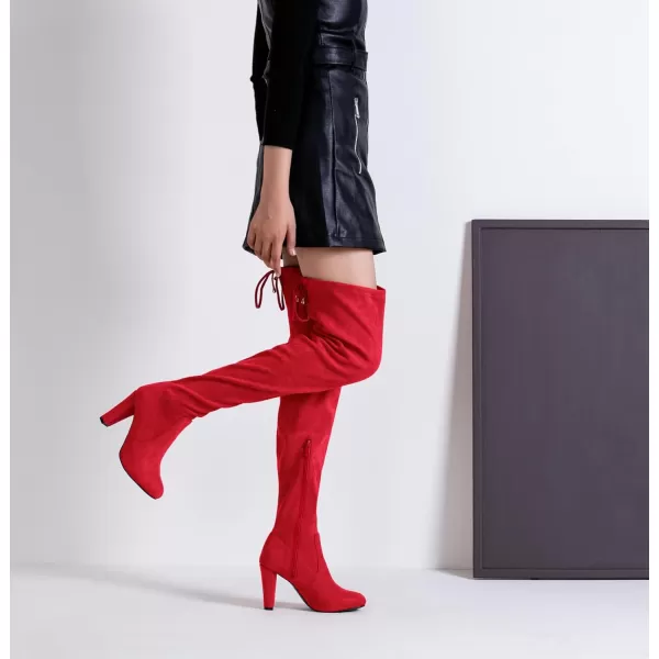 Vepose Womens 992 Thigh High Over The Knee Boots Suede Long Boot with Inner ZipperLong Boots993red