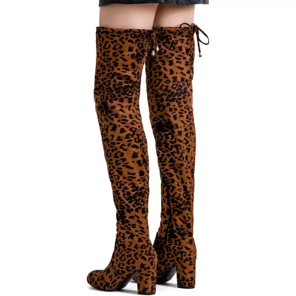 Vepose Womens 992 Thigh High Over The Knee Boots Suede Long Boot with Inner ZipperThigh High992leopard