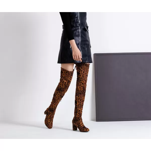 Vepose Womens 992 Thigh High Over The Knee Boots Suede Long Boot with Inner ZipperThigh High992leopard