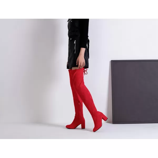 Vepose Womens 992 Thigh High Over The Knee Boots Suede Long Boot with Inner ZipperThigh High992red