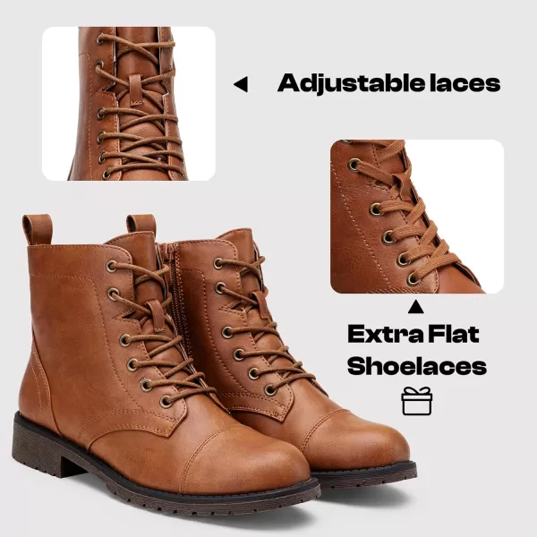 Vepose Womens Ankle Boots Low Heel Lace up Fashion Combat BootiesAnkle Booties910brown