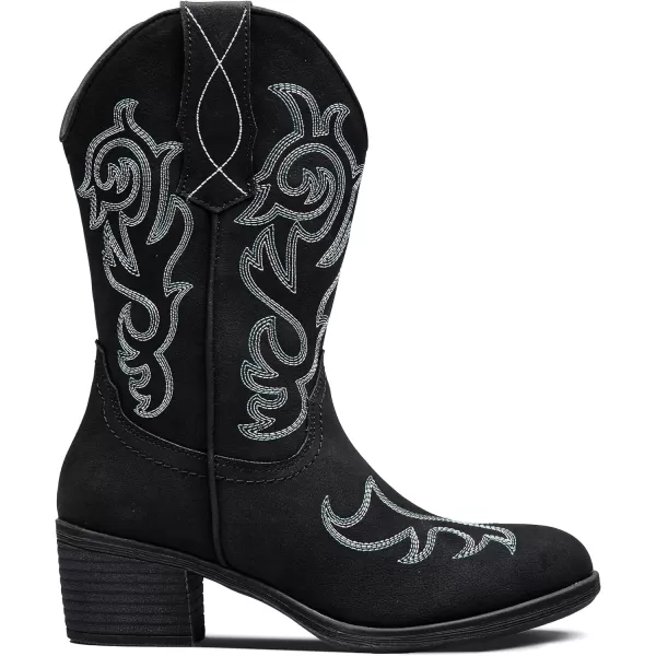 Vepose Womens Cowboy Boots 9800Mid Calf CowgirlWestern Embroidered Pullon Boots for LadiesModern Cowboy9800black