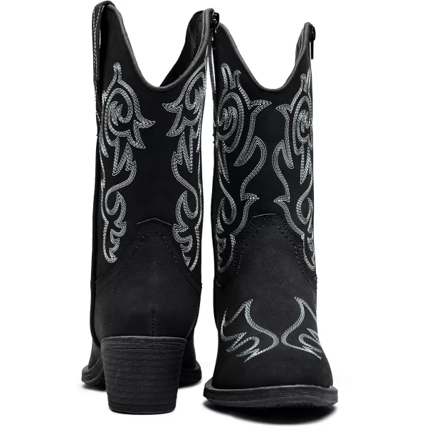 Vepose Womens Cowboy Boots 9800Mid Calf CowgirlWestern Embroidered Pullon Boots for LadiesModern Cowboy9800black