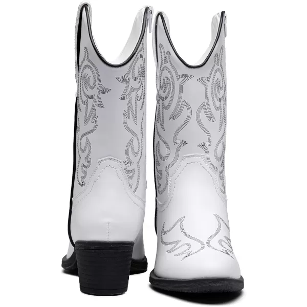 Vepose Womens Cowboy Boots 9800Mid Calf CowgirlWestern Embroidered Pullon Boots for LadiesModern Cowboy9800white Black