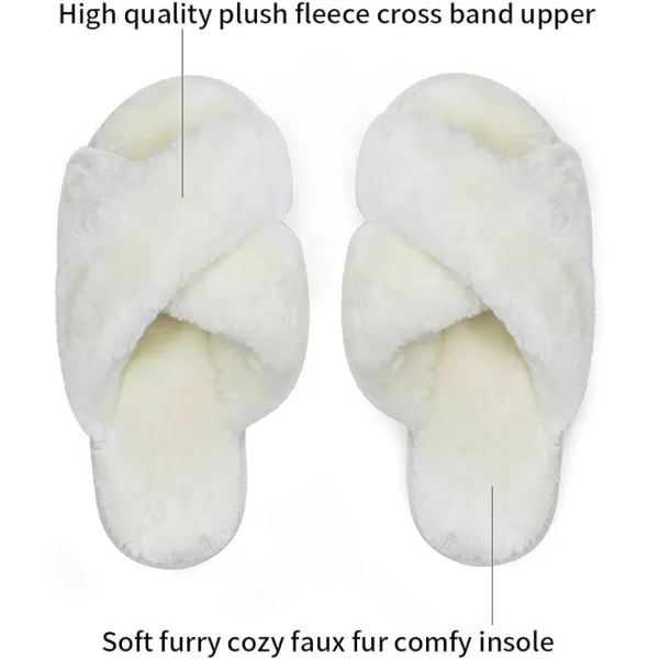 Vepose Womens Cross Band Slippers Soft Plush Furry Open Toe Fur Slides Fuzzy Fluffy Slip on House Shoes Indoor Outdoor SlippersCross Band801beige