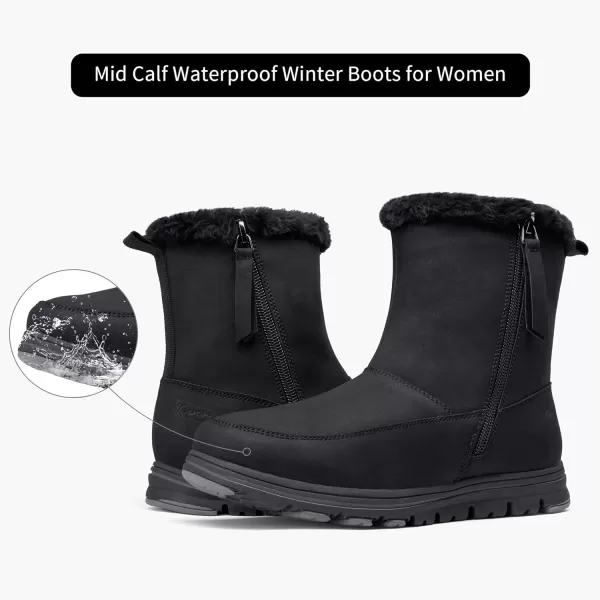 Vepose Womens Fashion Snow Ankle Boots Windbreak Warm Booties WaterproofOuter Zipper963black