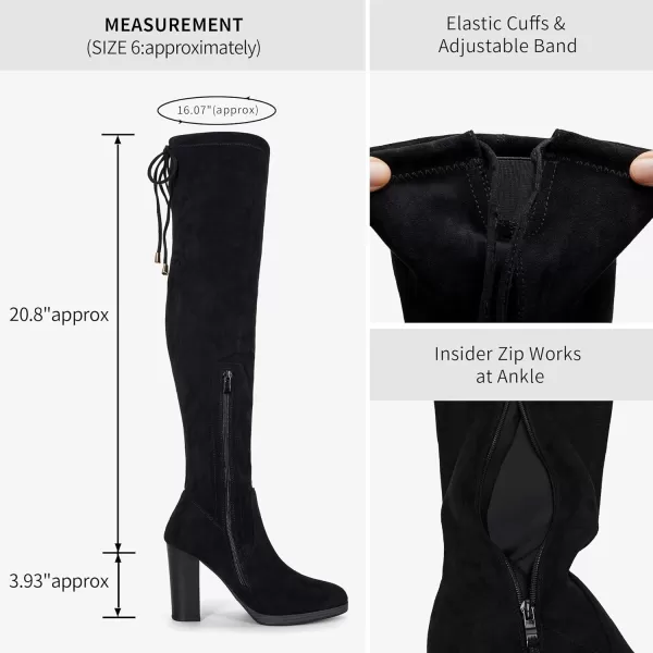 Vepose Womens Over The Knee Boots Thigh High Chunky Heel BootPlatform996black