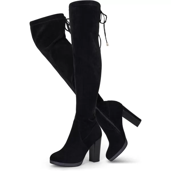 Vepose Womens Over The Knee Boots Thigh High Chunky Heel BootPlatform996black