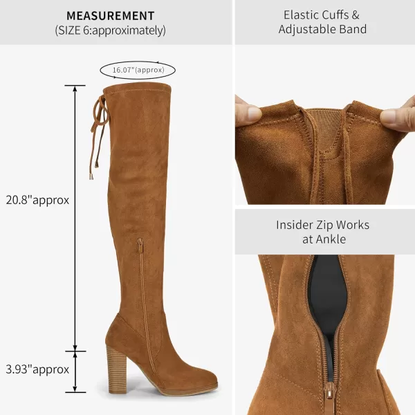 Vepose Womens Over The Knee Boots Thigh High Chunky Heel BootPlatform996camel