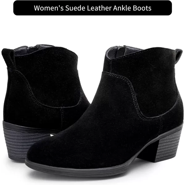 Vepose Womens Suede Leather Ankle Boots  Fashion Bootieswith Inner ZipperInner Zipper9001black