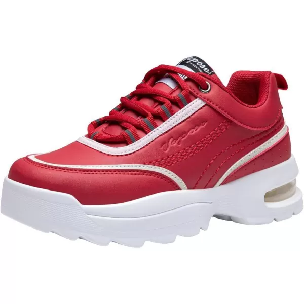 Vepose Womens 8019 Fashion Sneakers Air Cushion Laceup Walking SneakersMemory Foam Running ShoesComfort Sneaker8019red