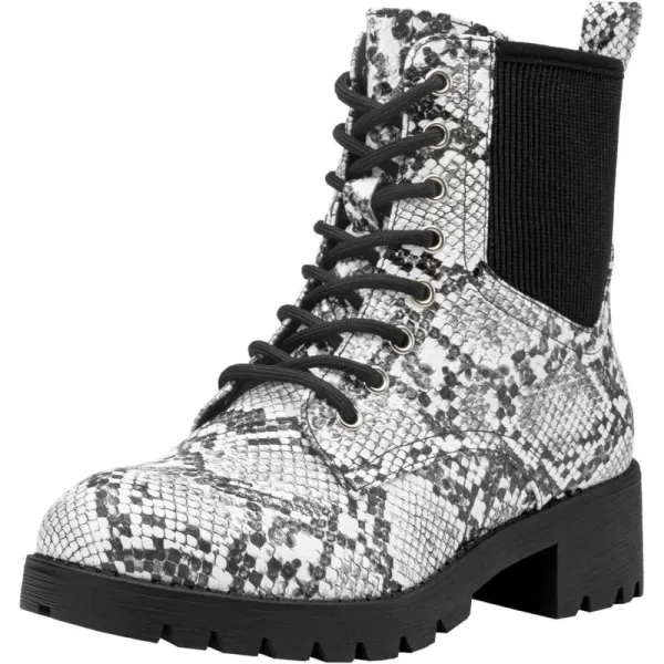 Vepose Womens 916  Ankle Boots  Combat Boots  Laceup Booties with Inside ZipperChelsea Laces916snake