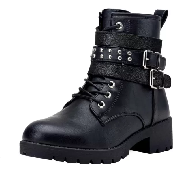 Vepose Womens 916  Ankle Boots  Combat Boots  Laceup Booties with Inside ZipperMoto Boots919black